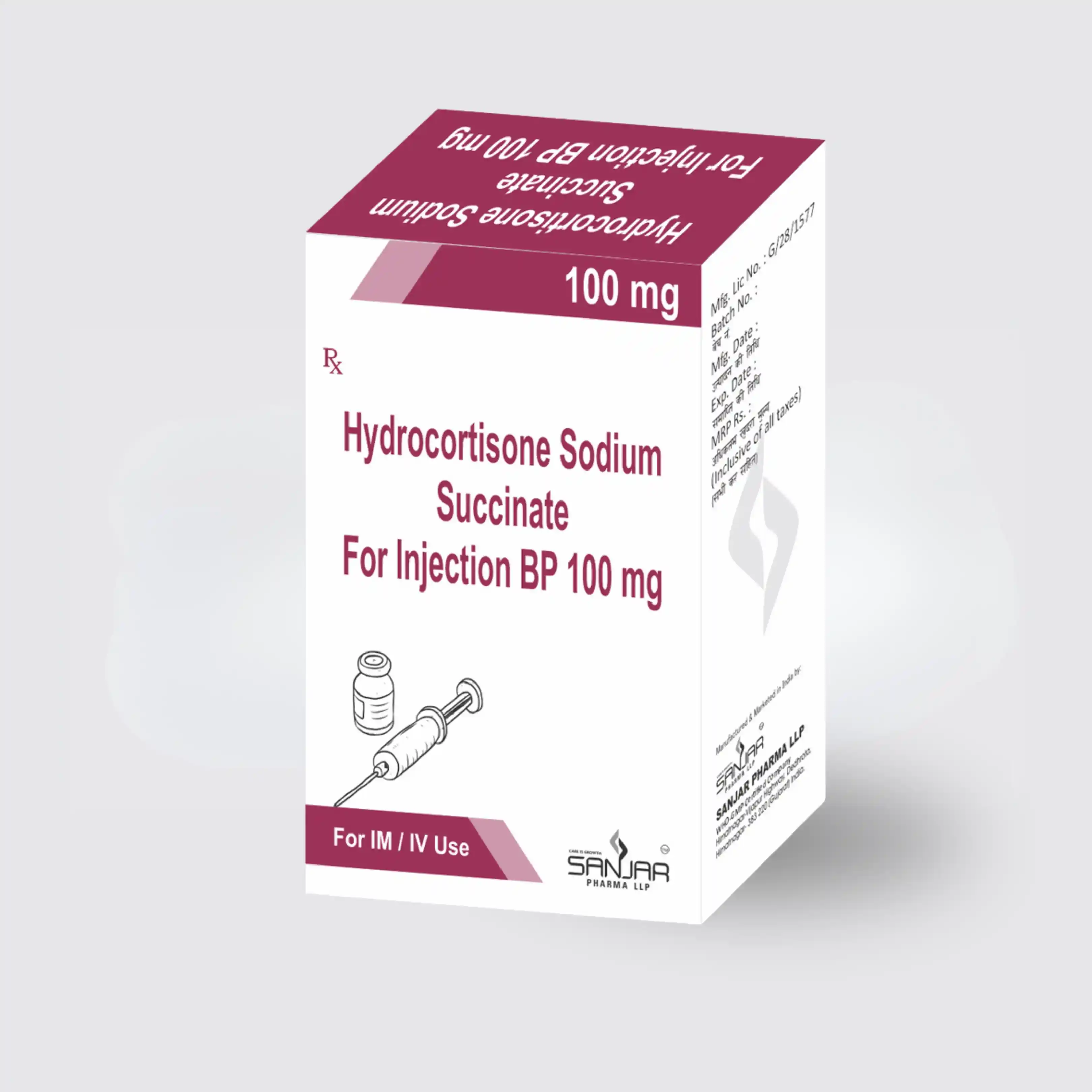 Hydrocortisone Sodium Succinate For Injection BP 100 MG